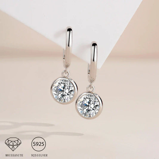 925 Sterling Silver Moissanite Drop Earrings 0.5-1 Ct Bubble Design Light Luxe