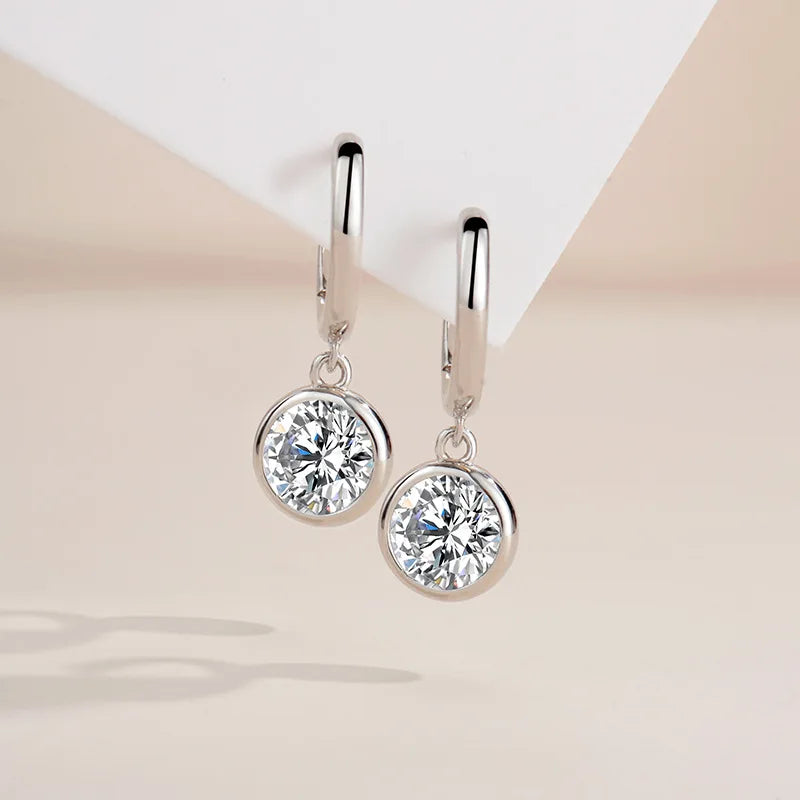 925 Sterling Silver Moissanite Drop Earrings 0.5-1 Ct Bubble Design Light Luxe