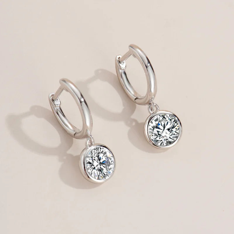925 Sterling Silver Moissanite Drop Earrings 0.5-1 Ct Bubble Design Light Luxe