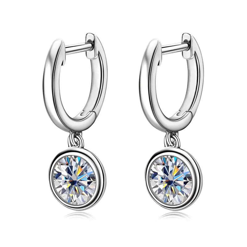 925 Sterling Silver Moissanite Drop Earrings 0.5-1 Ct Bubble Design Light Luxe