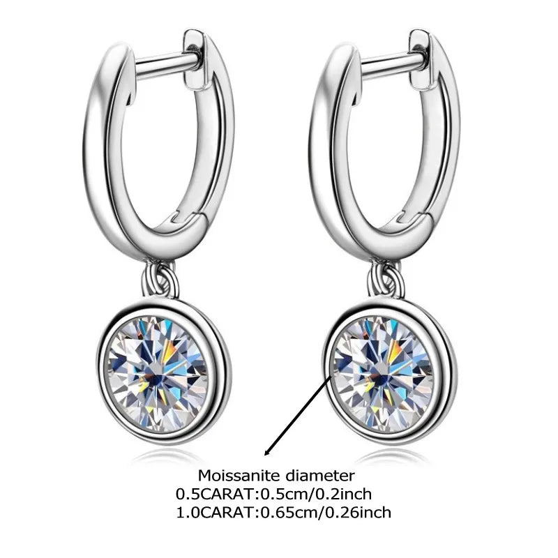 925 Sterling Silver Moissanite Drop Earrings 0.5-1 Ct Bubble Design Light Luxe