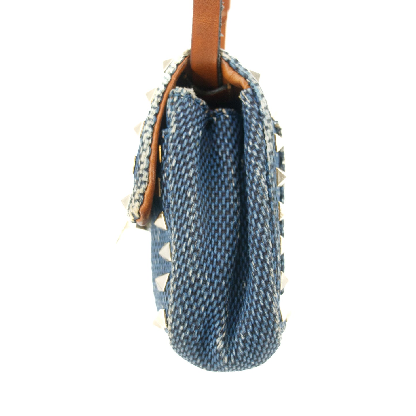 Valentino Garavani Rockstud Spike Denim Blue Shoulder Bag #9266