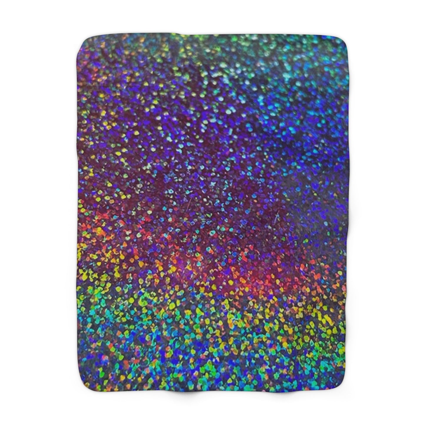 Holographic Rainbow Glitter Print Sherpa Blanket | Plush Fleece Throw