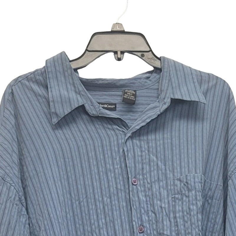 NorthCrest Mens XXLT PolyRayon Long Sleeve Striped Button Up Shirt w Pocket