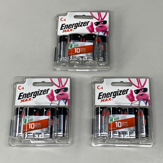 ENERGIZER MAX (3 PACK, 12 Total Batteries) C Cell Alkaline Batteries E93BP-4