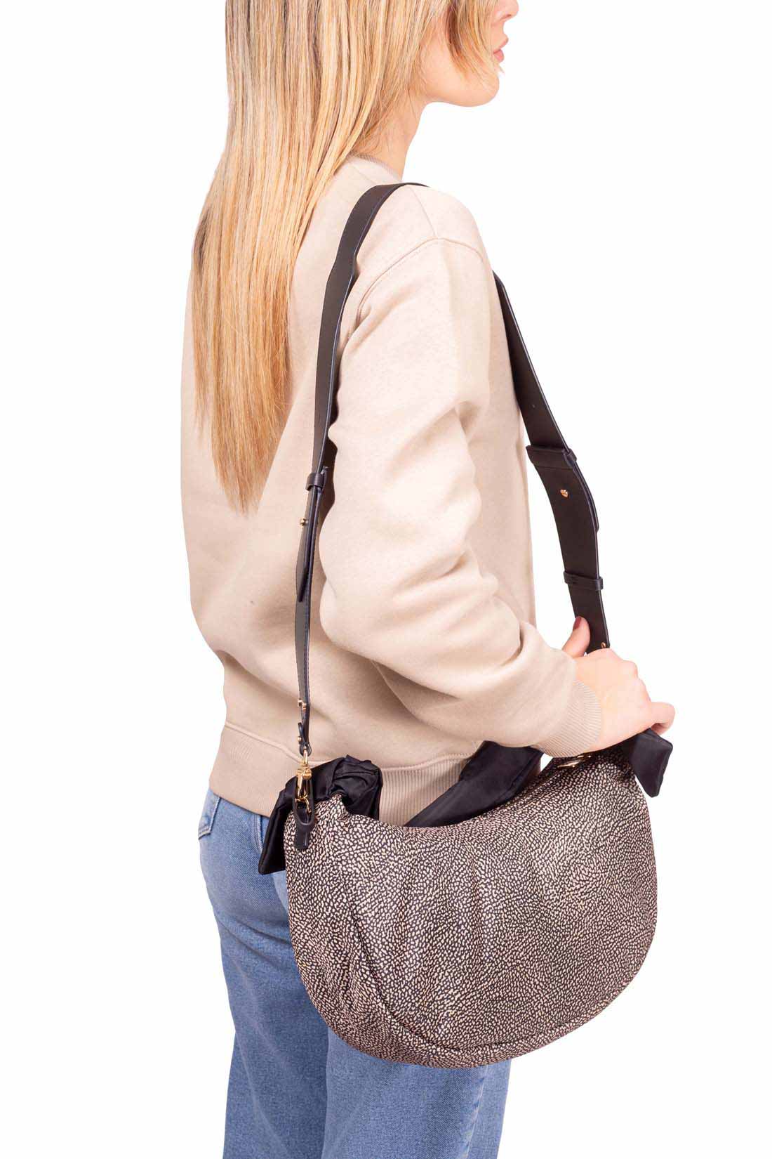BORBONESE - Women's Hobo bag with double shoulder strap-3