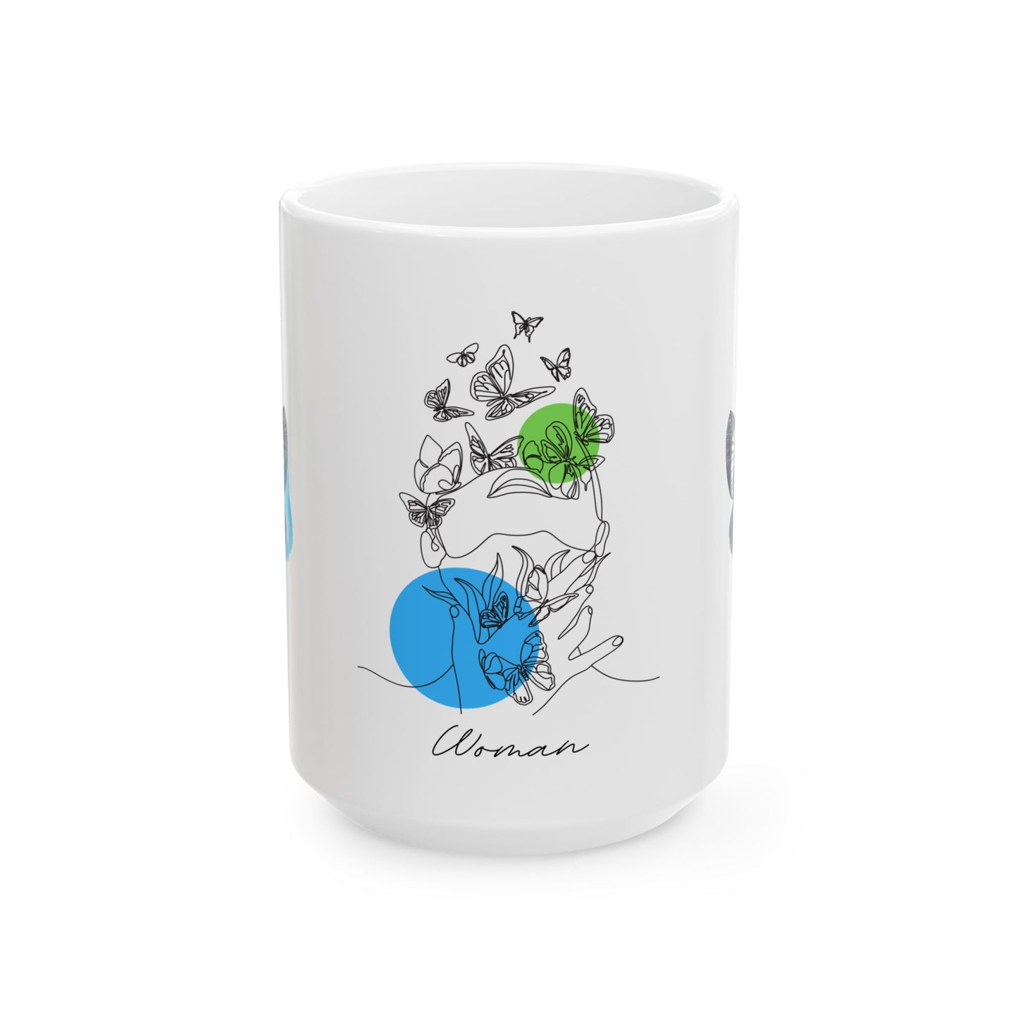Elegant Woman Butterfly Ceramic Mug | Inspirational Gift, Art Coffee Cup, Unique Design, Home Decor, Mother's Day Gift