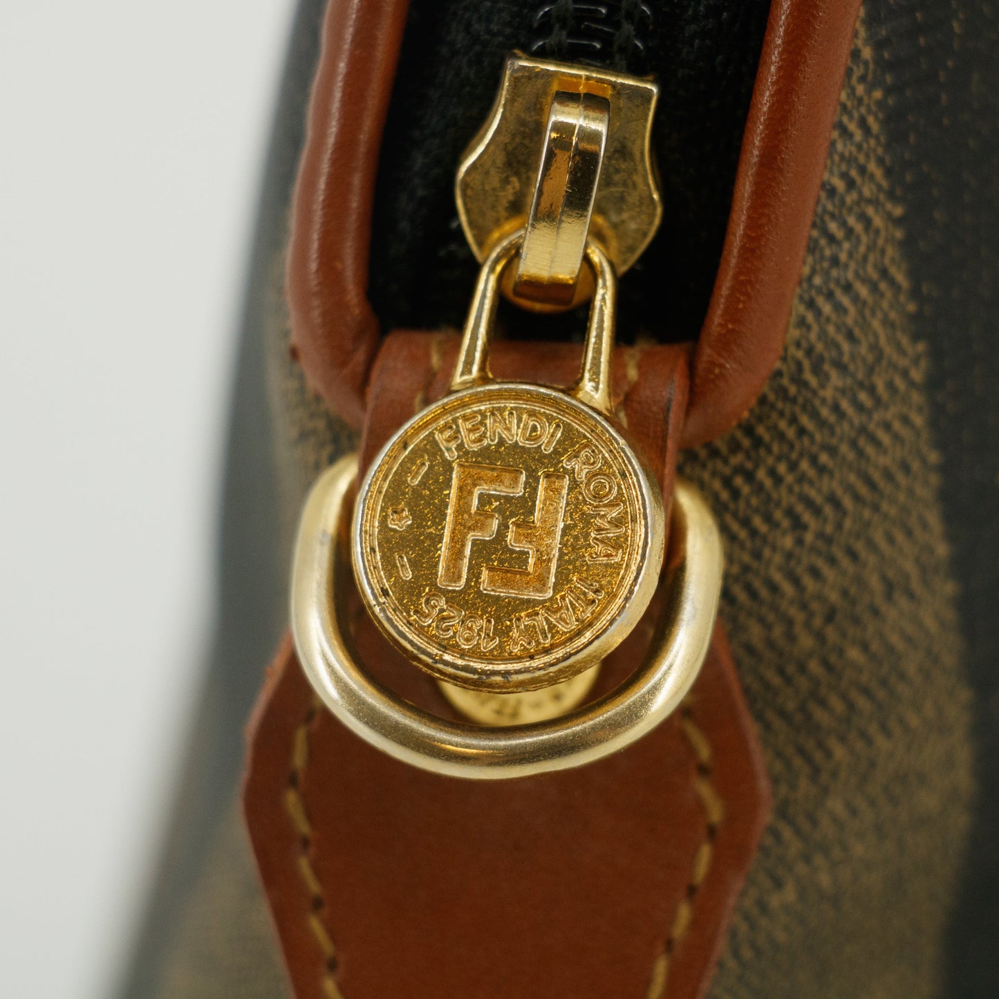 Fendi Pecan Pattern 2-Way Shoulder Bag PVC Leather Beige Black Camel #9352
