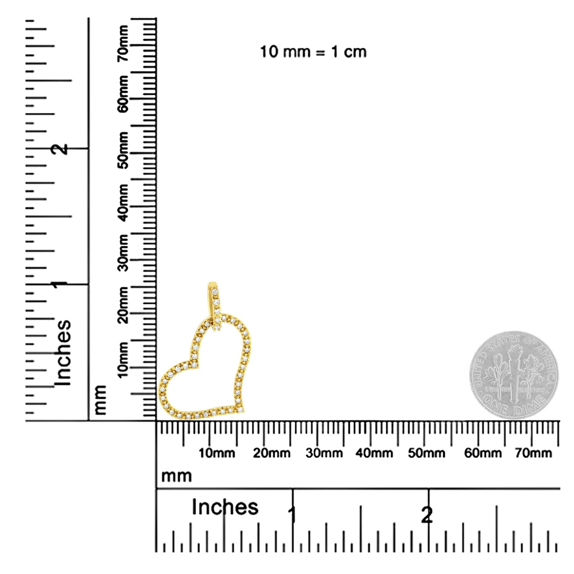 10K Yellow Gold 1/4 cttw Prong Set Round-Cut Diamond Open Heart 18" Pendant Necklace (K-L Color, I1-I2 Clarity)-4