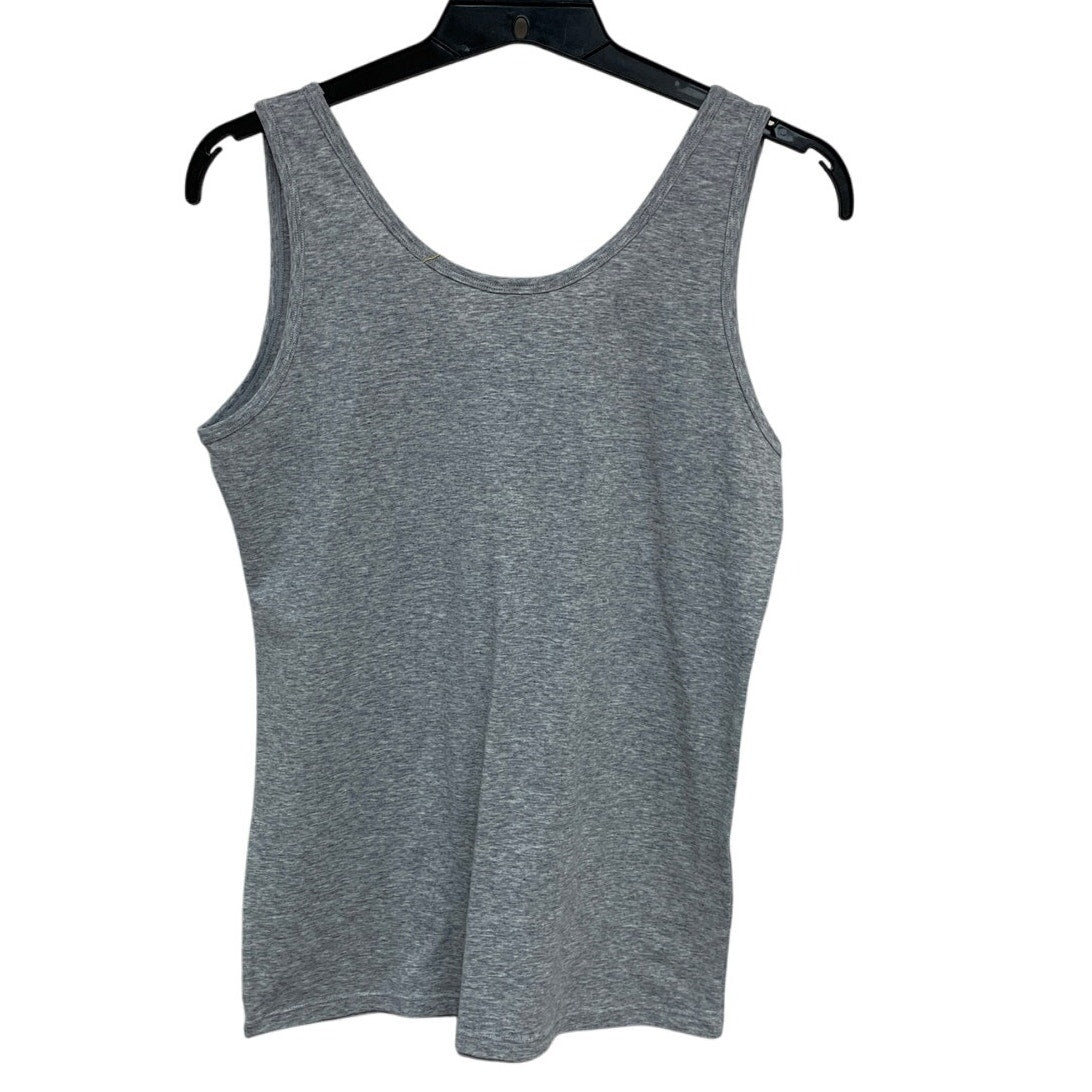 New Hand Printed Womens Large Heathered Dragonfly Sleeveless Crew Neck Tank Top