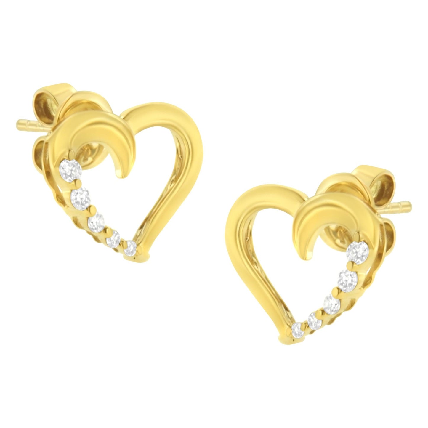 14KT Yellow Gold 1/8 cttw Diamond Journey Heart Earrings (K-L, I1-I2)-3