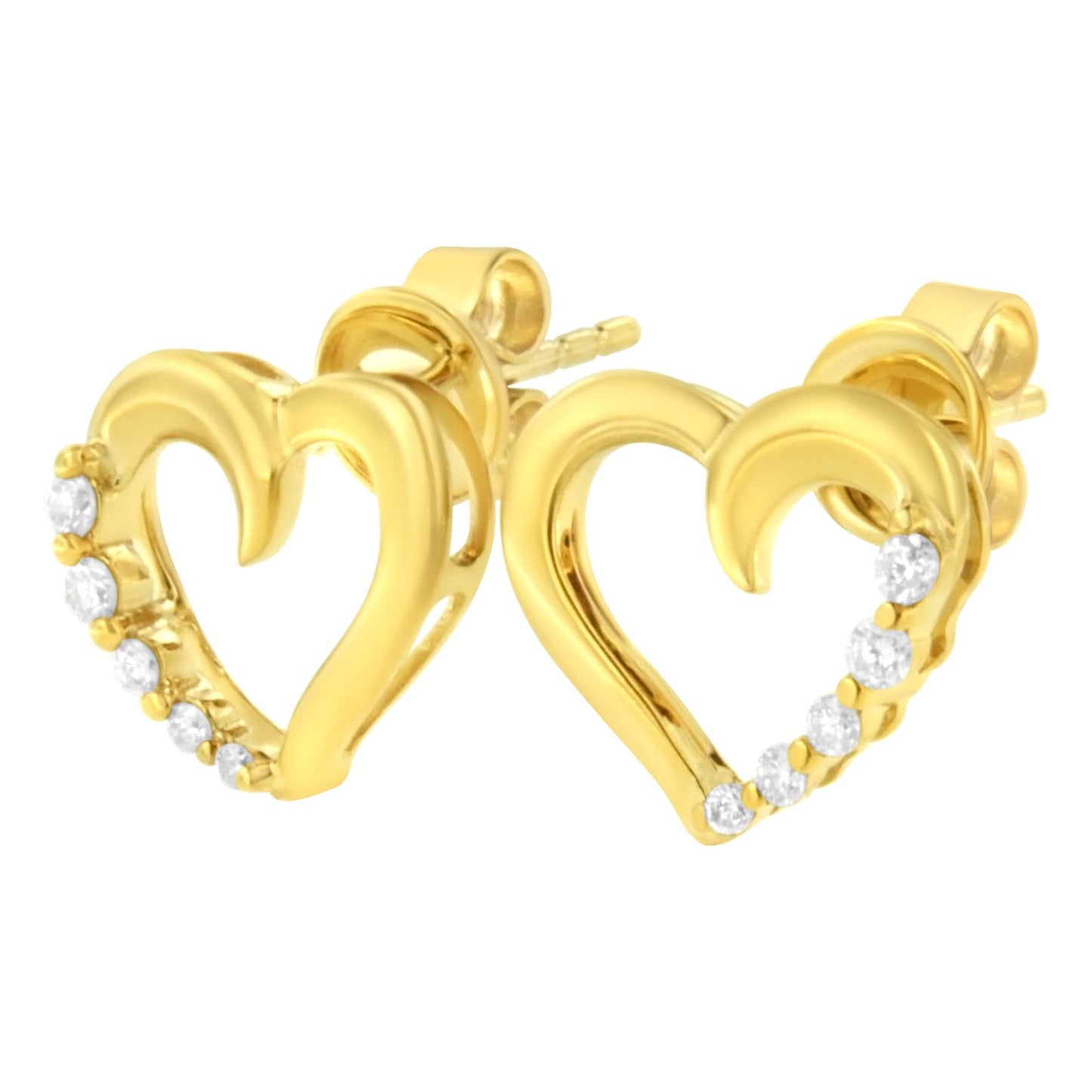 14KT Yellow Gold 1/8 cttw Diamond Journey Heart Earrings (K-L, I1-I2)-4