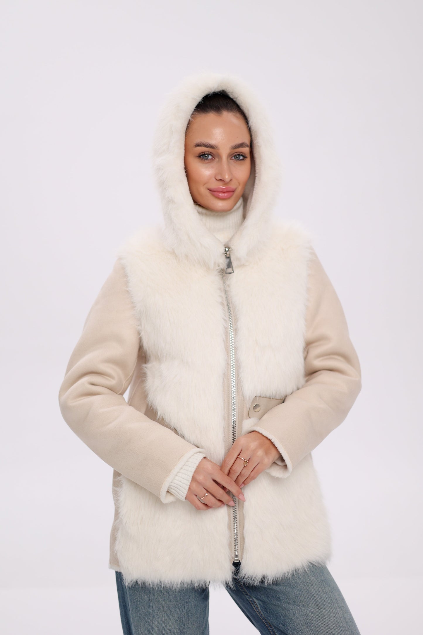 ⇆ Reversible Hooded Eco-Suede Jacket