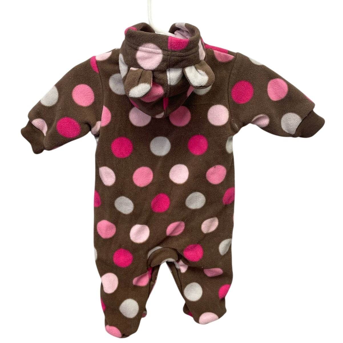 Carter's Baby Girls 3 Months Snap Up Warm Polka Dot Hooded One Piece w Ears