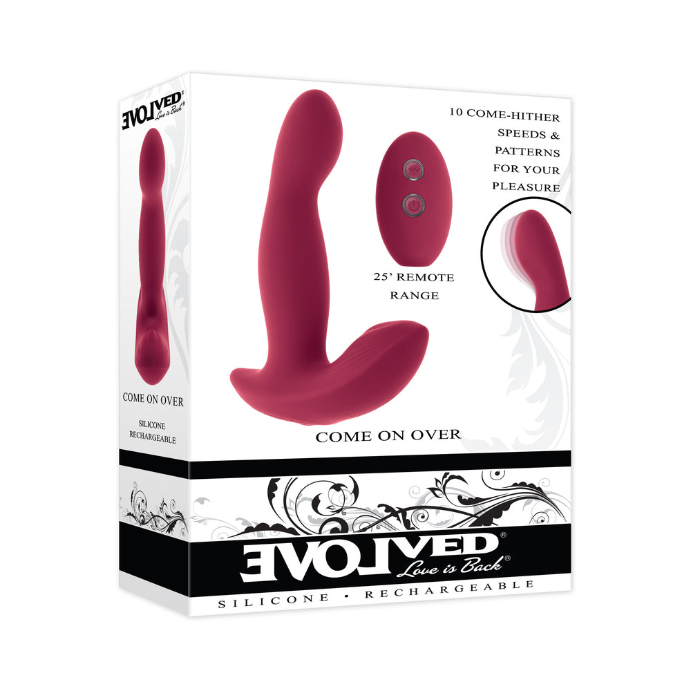 Evolved Come On Over Rechargeable Silicone Remote-Controlled Come-Hither Vibrator Burgundy-0
