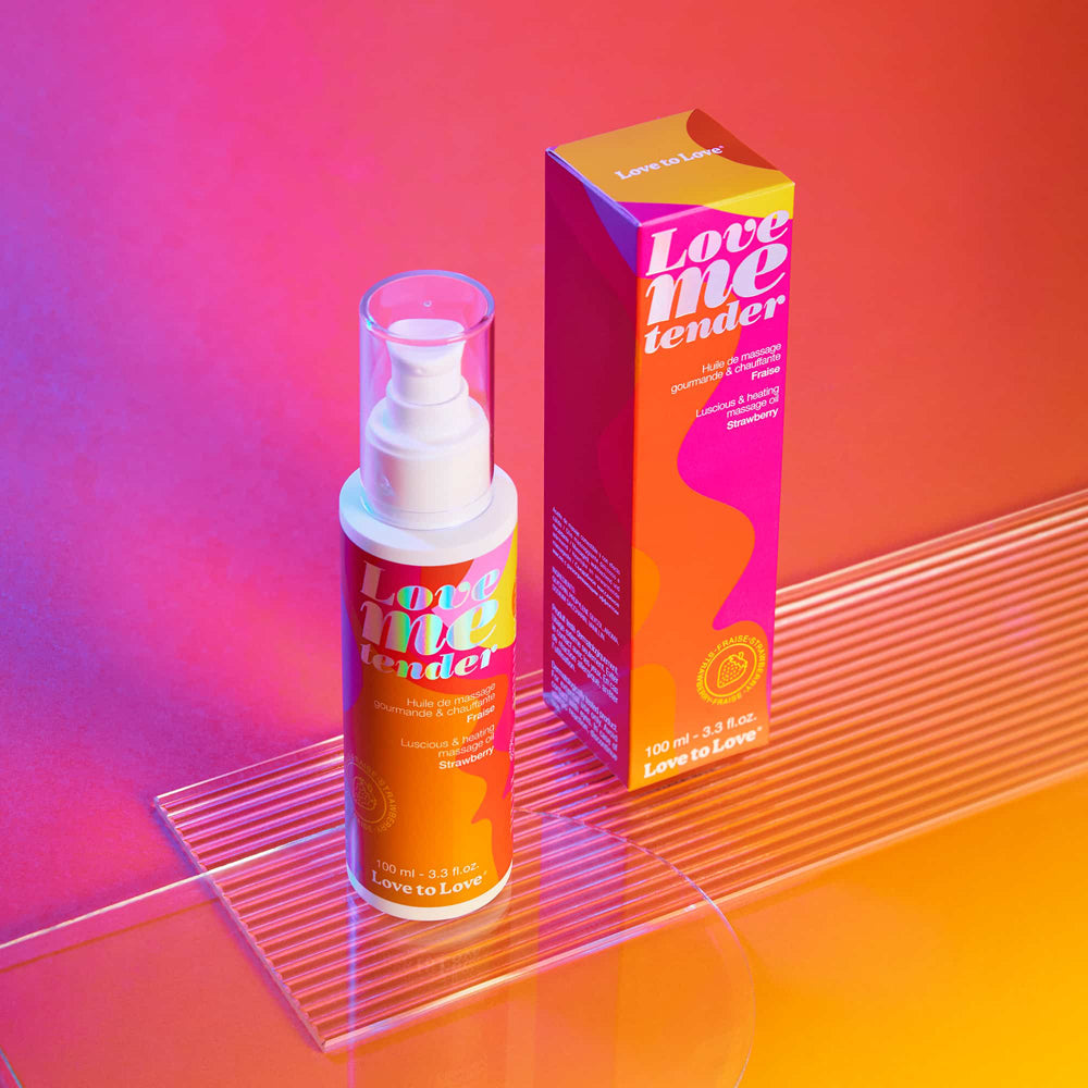 Love to Love Love Me Tender Luscious & Heating Massage Oil Strawberry 3.3 oz.-1