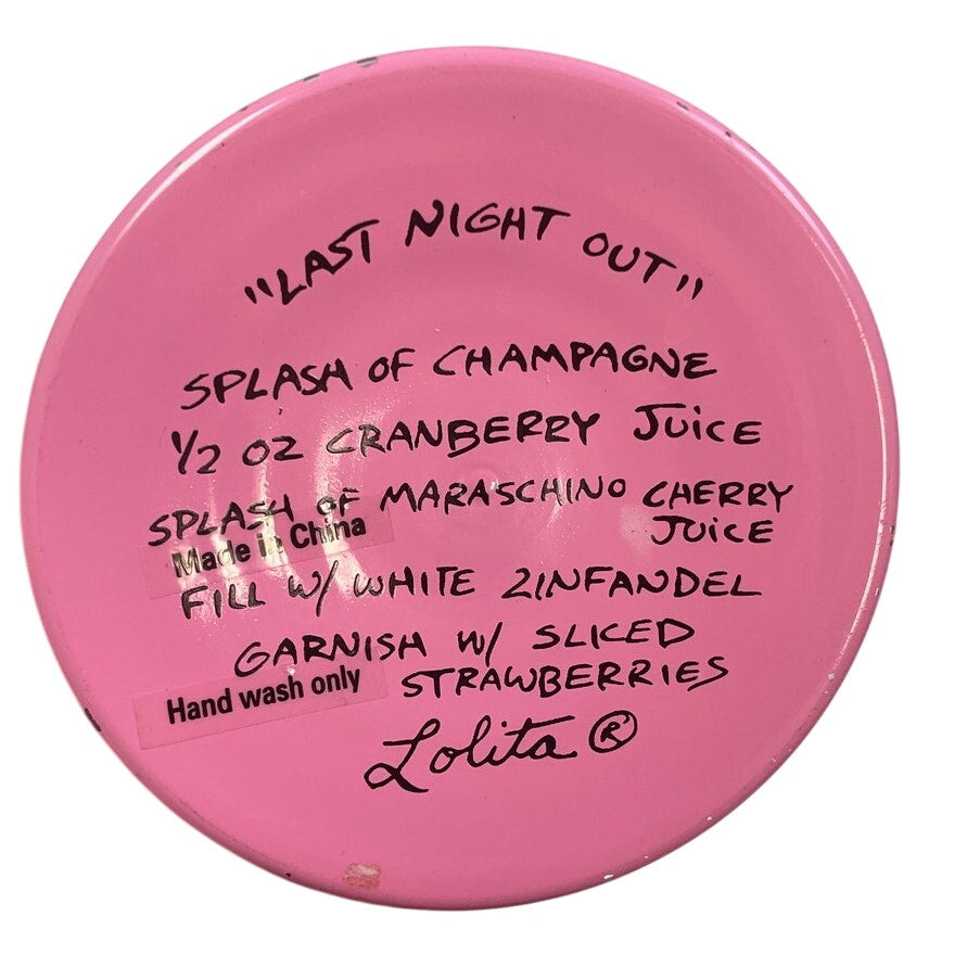 Lolita Last Night Out Bachelorette Cocktail Recipe Collectible Wine Glass