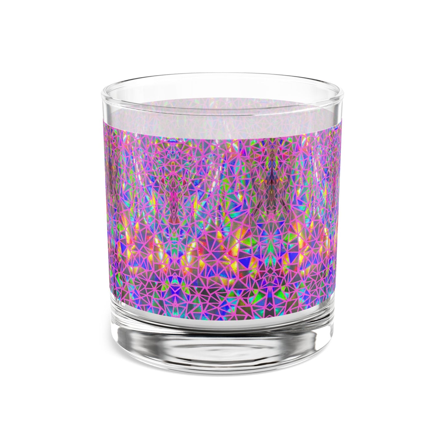 Holographic Geometric Pattern Rocks Glass 10oz