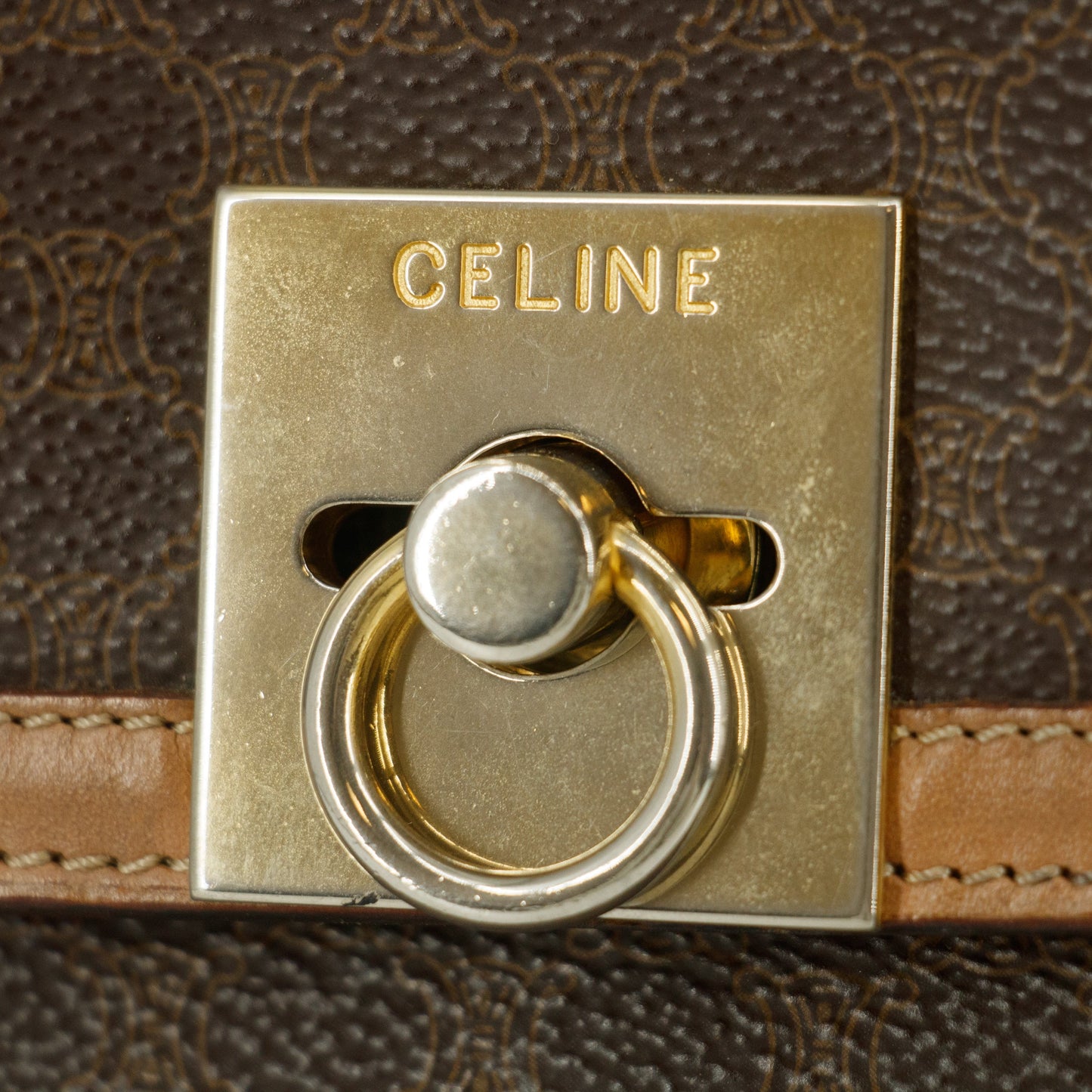 Celine Brown Macadam PVC x Leather Tote Bag  #9395