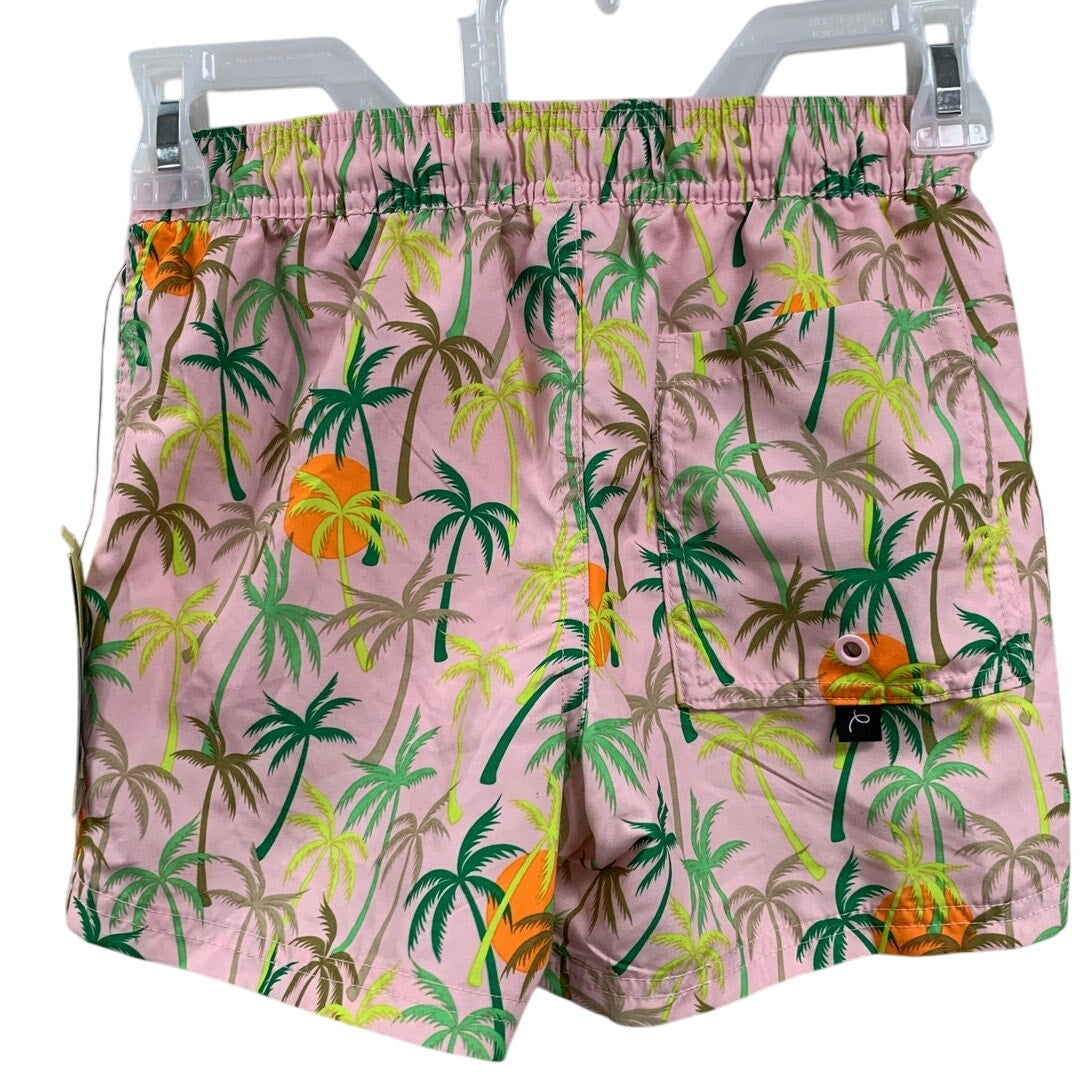 2 New Art Class Boys Medium (8) Lined Blue Pink Tropical UPF 50+ Swimming Trunks