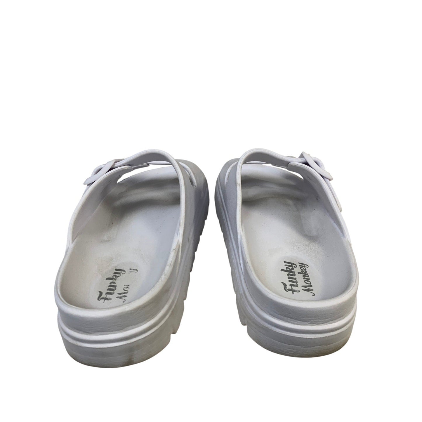 FunkyMonkey Womens 8 White Sandal Adjustable Strap Open Round Toe Slid On Shoes