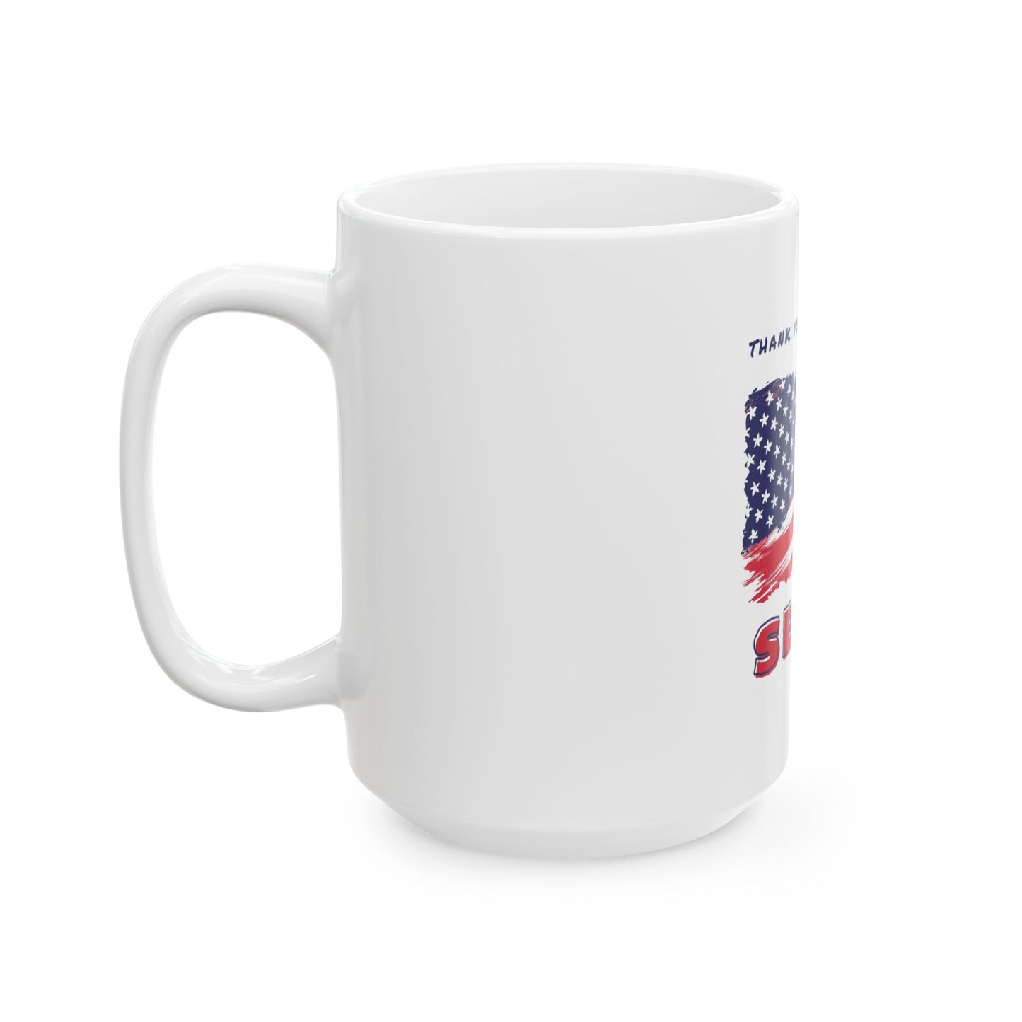 Patriotic Thank You Ceramic Mug | Veteran Appreciation | American Flag Coffee Cup | Military Service Gift | 11oz & 15oz