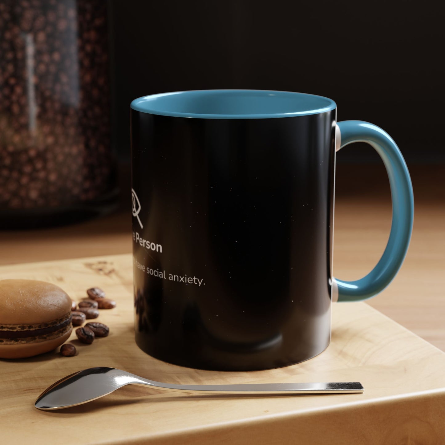 Sensitive Person Social Anxiety Coffee Mug - Black Accent, Gift for Introverts, Social Anxiety Humor, Unique Mug for Tea Lovers, Thoughtful Present