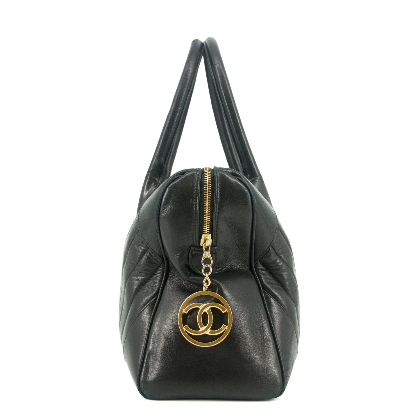 Chanel Black Lambskin V Stiched Shoulder Bag #9426