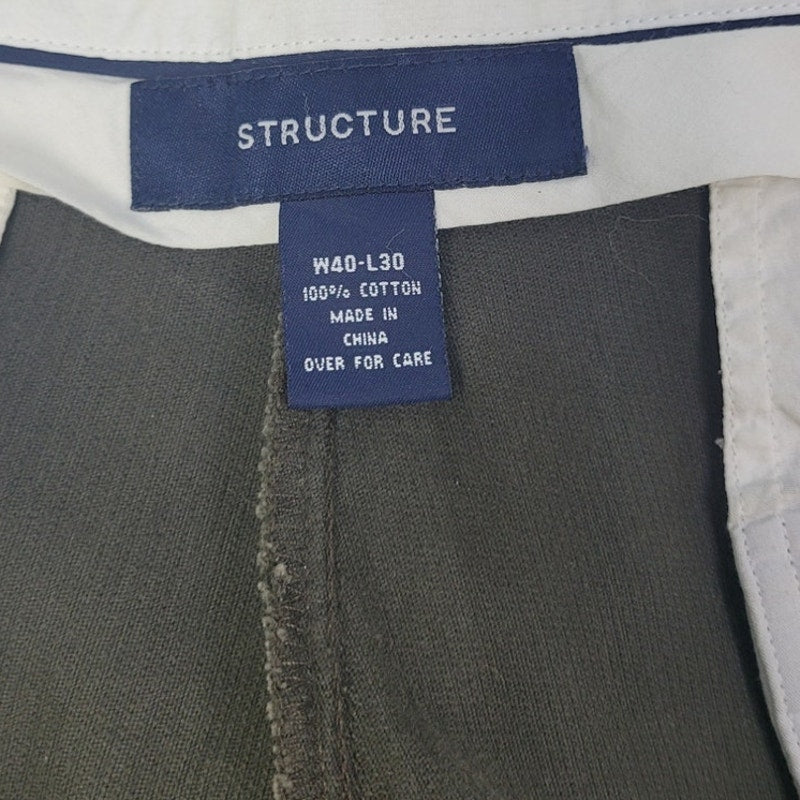 Structure Mens 40X30 Olive Green 100% Cotton Multi Pocket Corduroy Crosby Pants