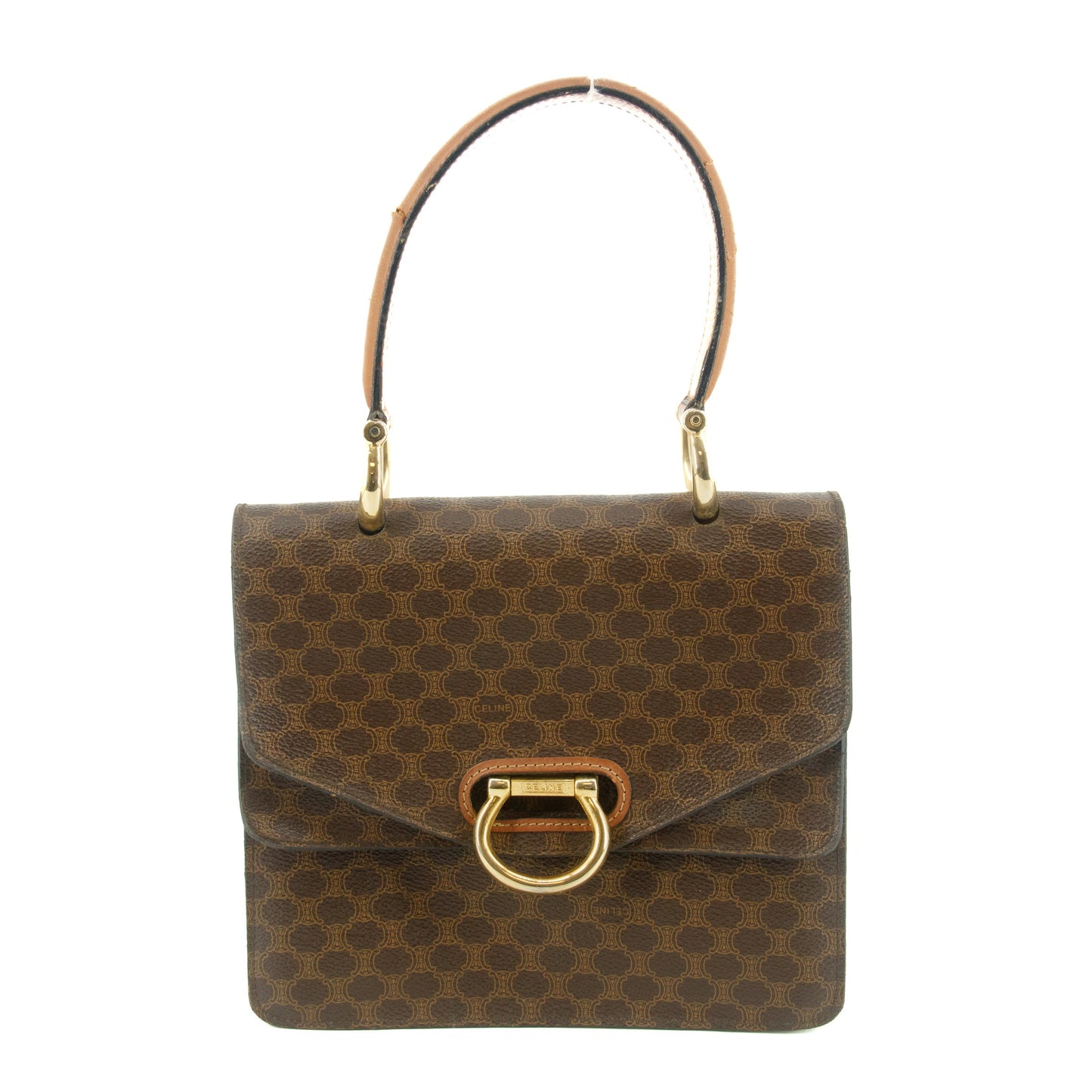 Celine Macadam Brown PVC x Leather One Handle Tote Bag #9448