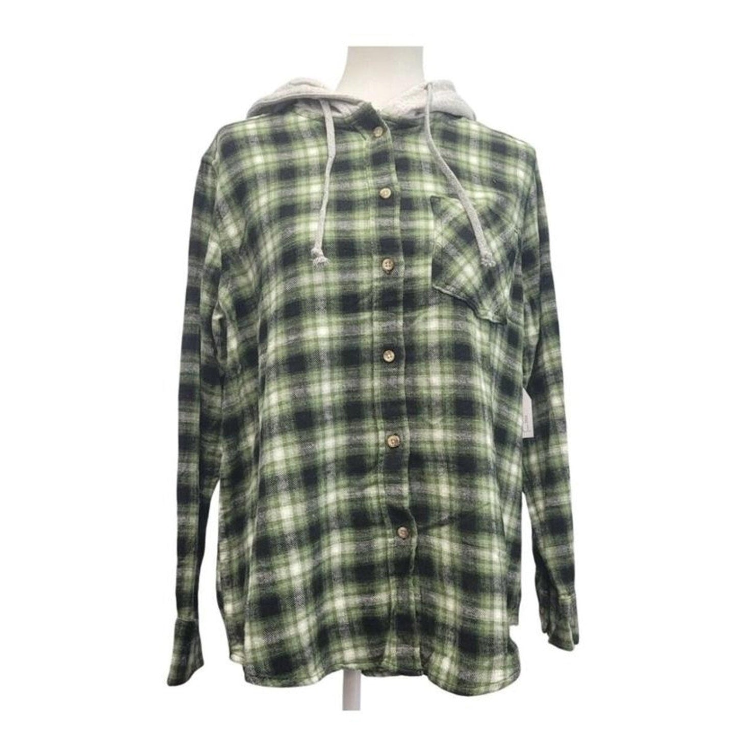 New Champion Unisex Medium Green Pullover Sweatshirt Bonus Plaid Flannel Hoodie