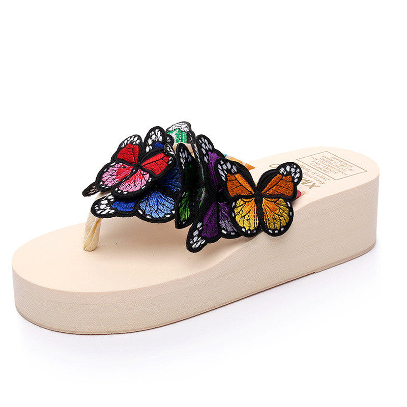 Handmade Butterfly Wedge Slippers