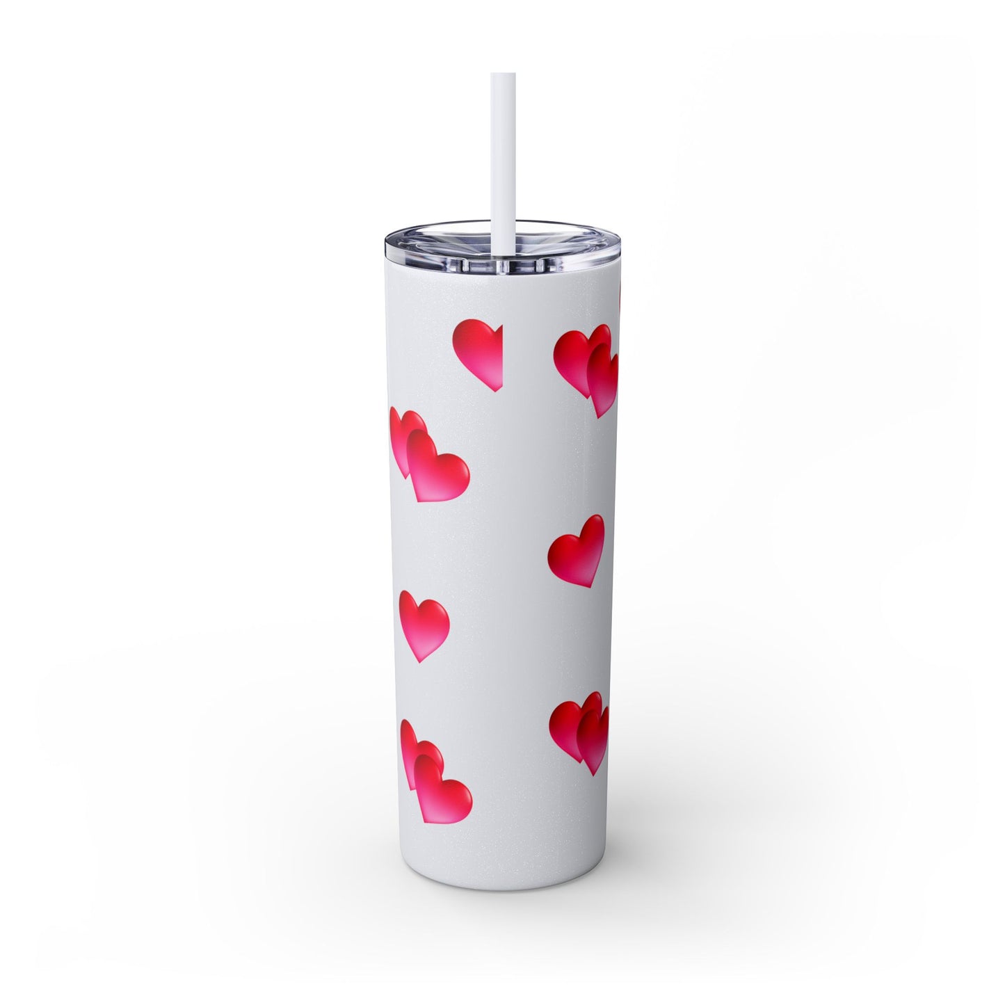 Gepasmaakte Glitter 20oz Dun Tumbler met Pienk Hartpatroon — [Jou Naam Hier]