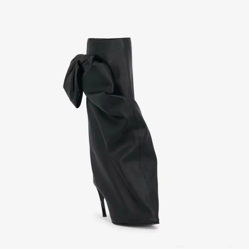 European and American Brand Spicy Girl Bow High Leg Pants and Boots, Women's Fashionable British Style Banquet Runway Shoes