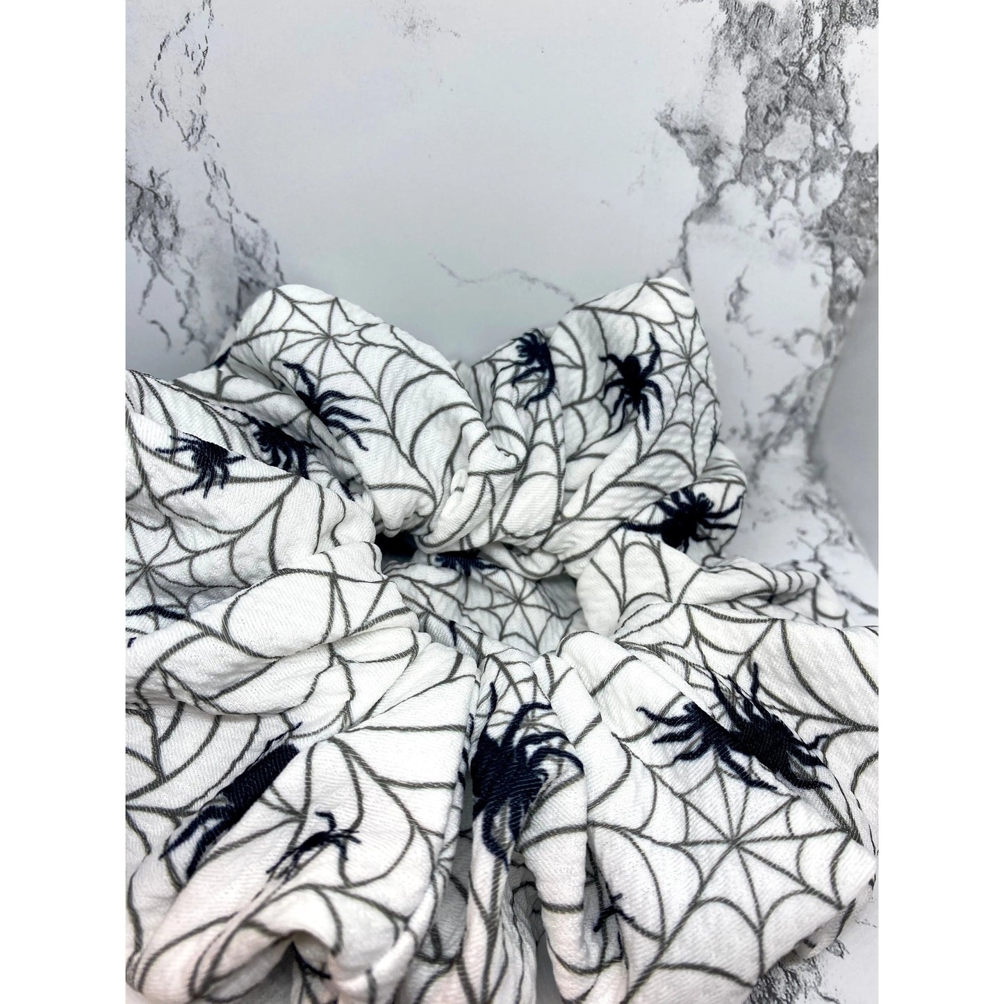 White Spiderweb Halloween Bullet Scrunchie