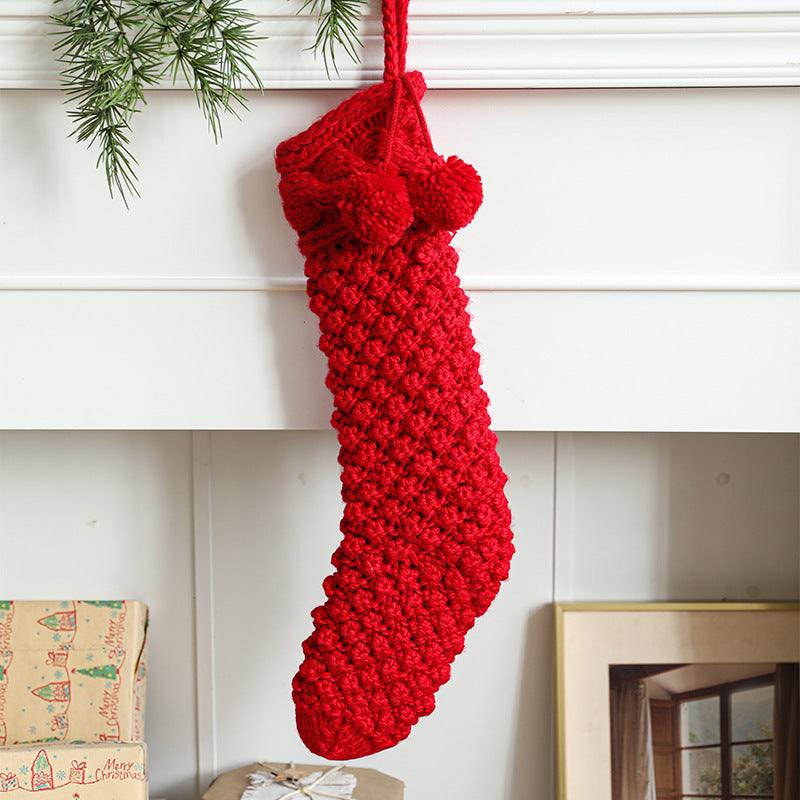 Christmas Stocking Thick Thread Candy Gift Bag Window Decoration Fireplace Pendant