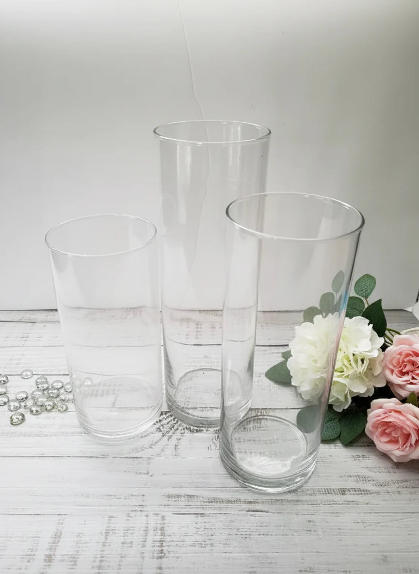 Glass Cylinder Pillar Candle Holders - 3(pc) Set-0