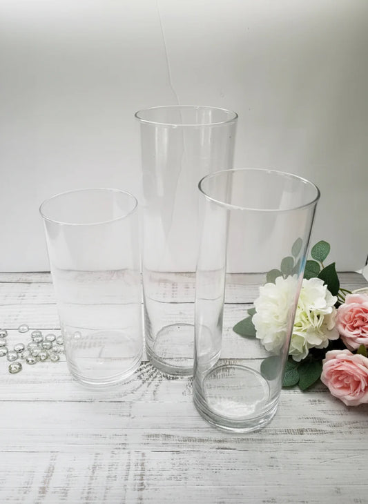 Glass Cylinder Pillar Candle Holders - 3(pc) Set-0