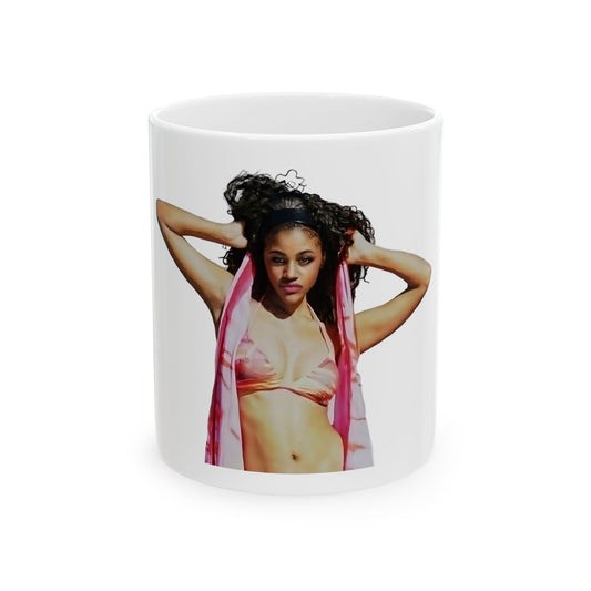 Mia Pruitt Ceramic Mug with Bold Design, Chic Model Coffee Lover Gift, Unique Artwork Mug, Home & Office Decor, Fun Conversation Starter