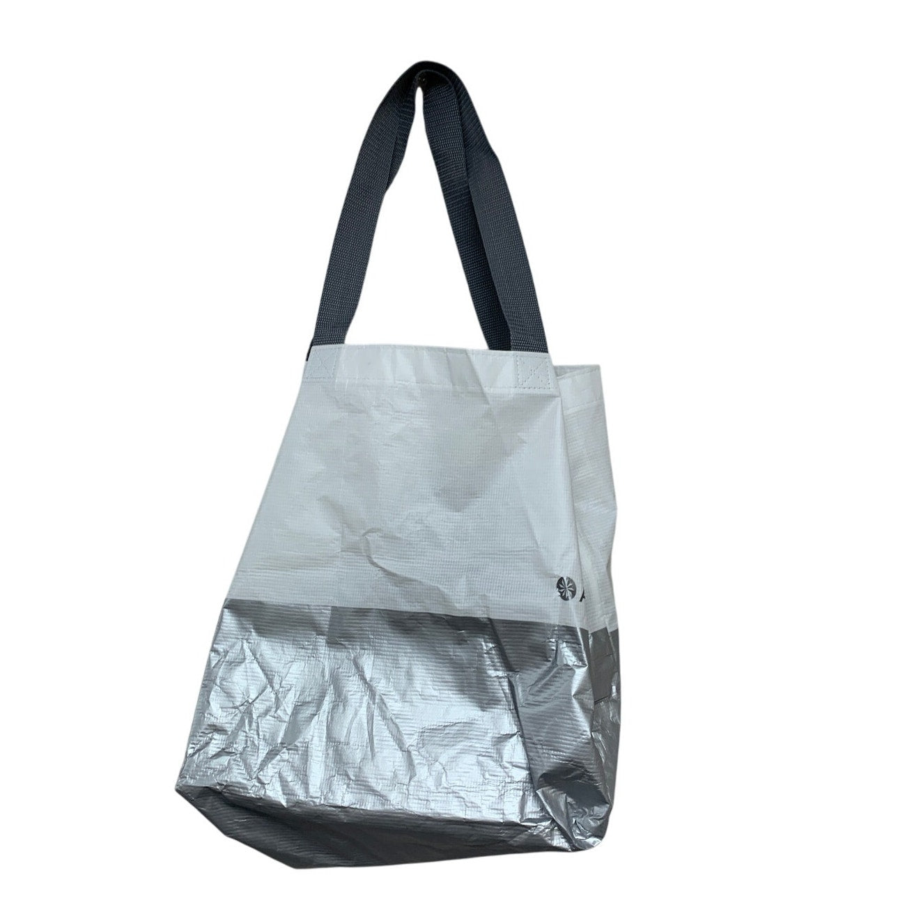Athleta Recycled Plastic Silver White Reuseable Double Handle Shopper Tote Bag