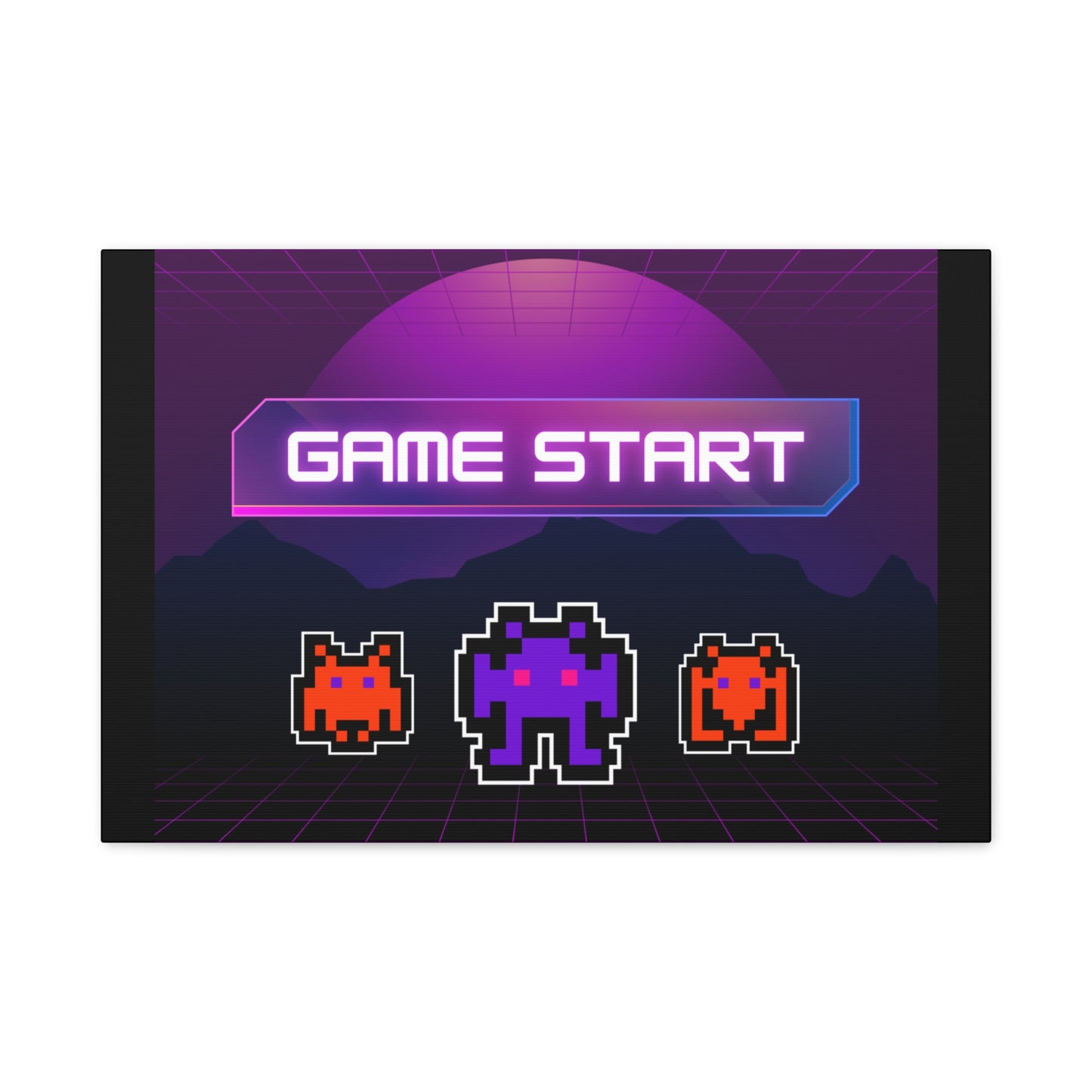 Retro Game Start Canvas Art Print | 80s Gaming Wall Decor, Gamer Gift, Pixel Art, Nostalgic Artwork, Home Decor