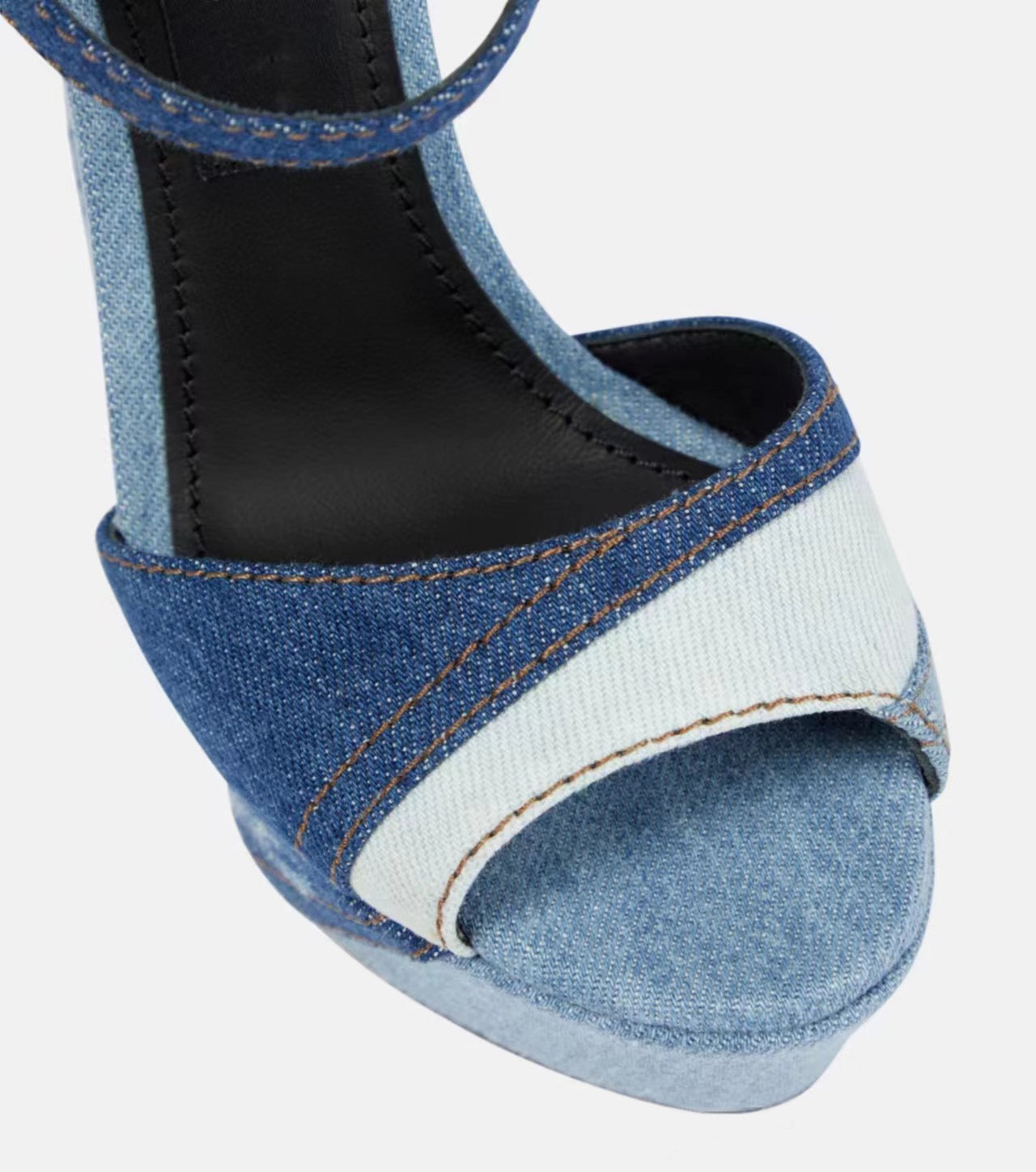 Denim Thick High Heel Sandals Sexy High Platform Chunky Heel Shoes