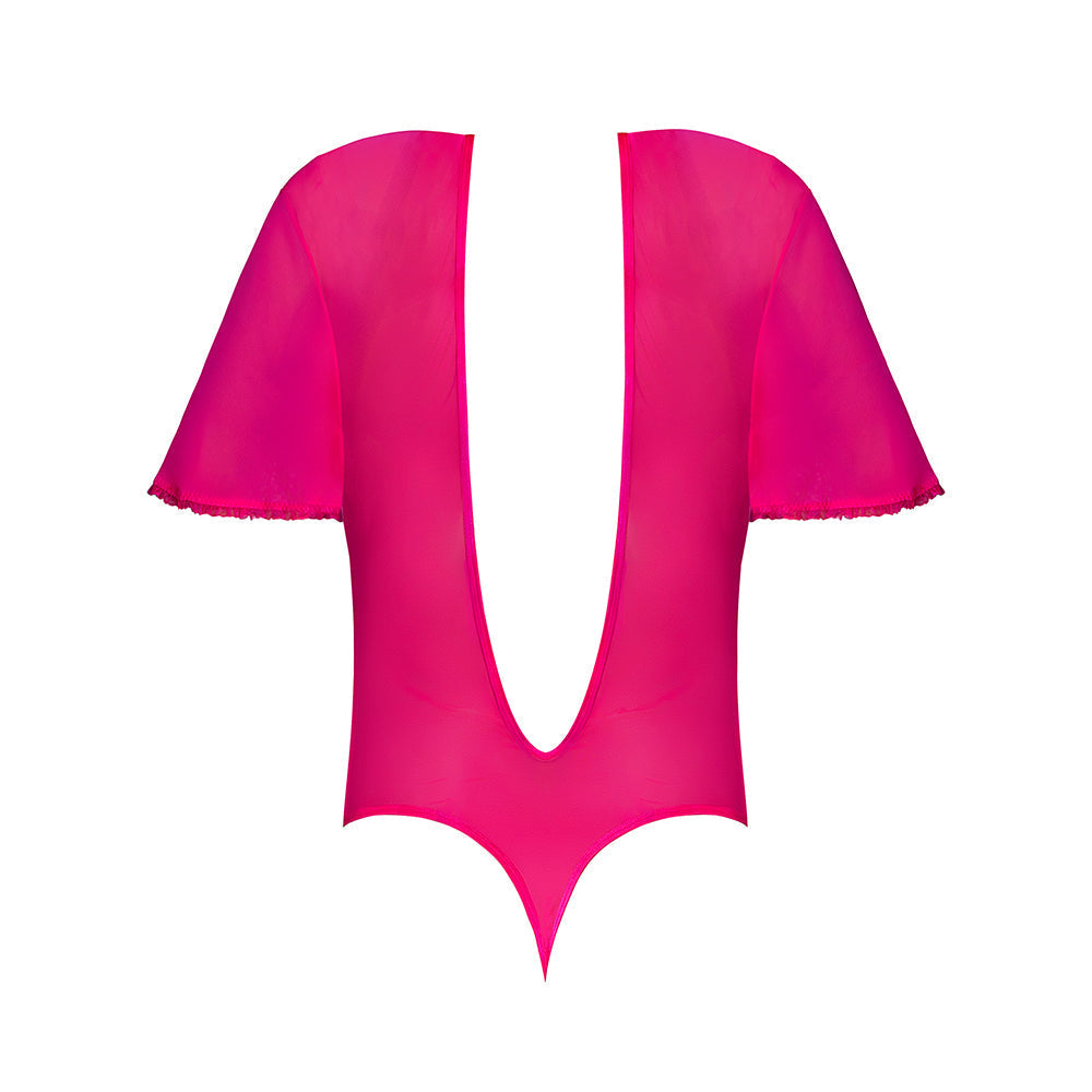 Magic Silk Pink Kink Flutter Sleeve Teddy Pink Glow S/M-4