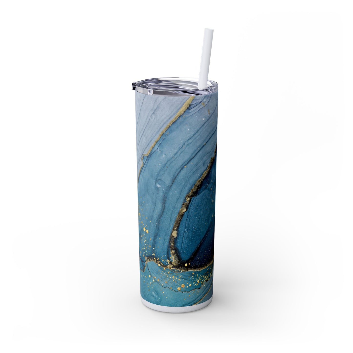 Elegant Blue Marble Skinny Tumbler, 20oz - Stylish Drinkware for Daily Use, Gifts, Celebrations, Eco-Friendly, Travel Mug