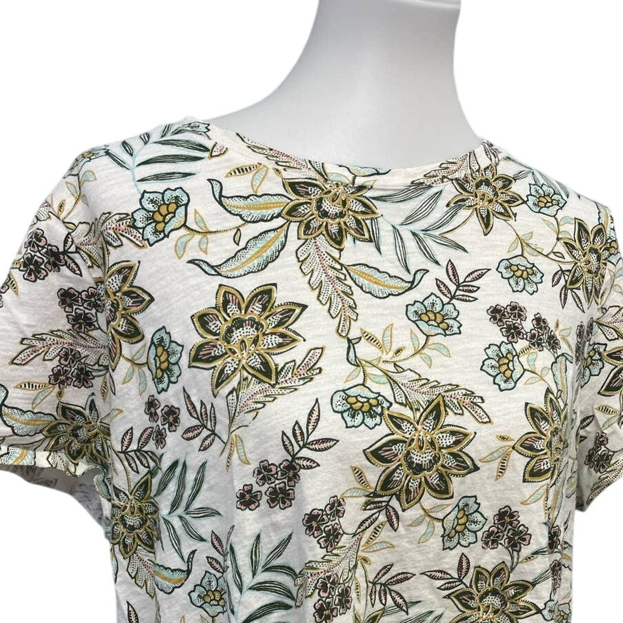 Old Navy Womens Medium Floral Short Sleeve Crew Neck Cotton Blend Tee Shirt