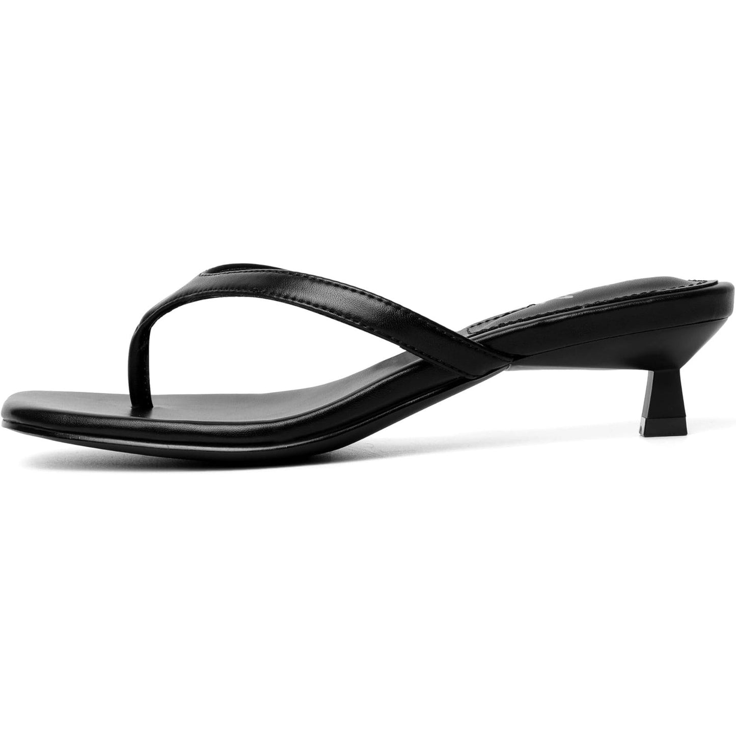 New Vivianly Womens 8 Black Flip Flop Open Toe Slide On 2" Heel Sandal Shoes