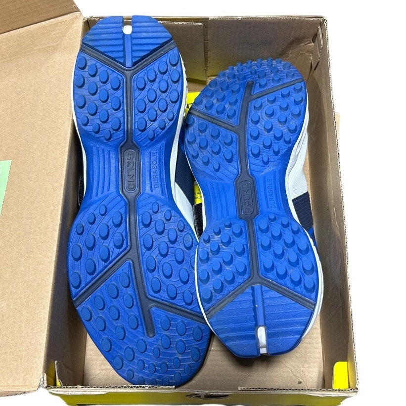 SOLM8 Mens Size 11 Blue White Lace Up Hook Loop S8 Cricket Spikes Cleat Shoes