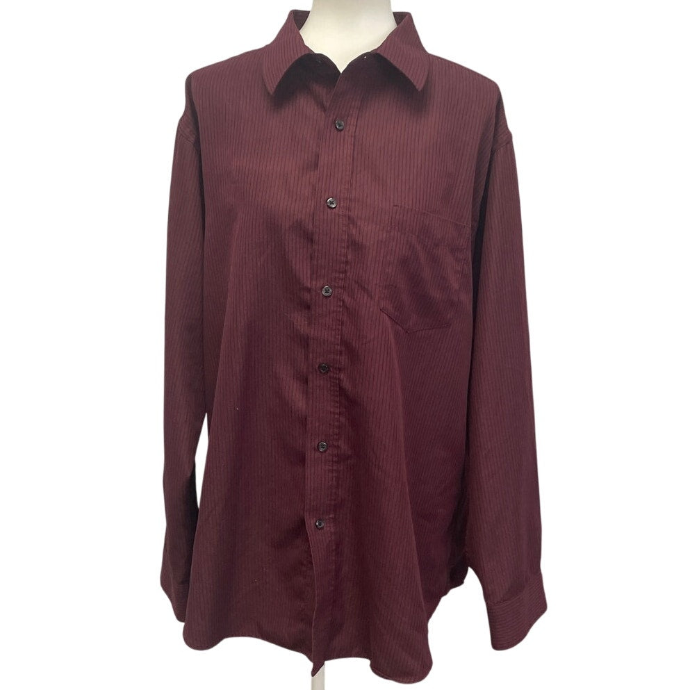 Croft & Borrow Mens XL 100% Polyester Long Sleeve Pin Striped Button Up Shirt