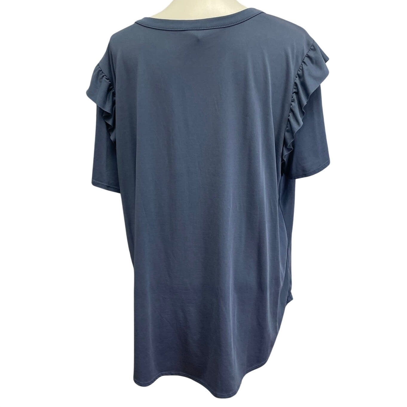 Terra & Sky Womens Plus Size 2X Short Ruffled Sleeve Flowy Keyhole Top Blouse
