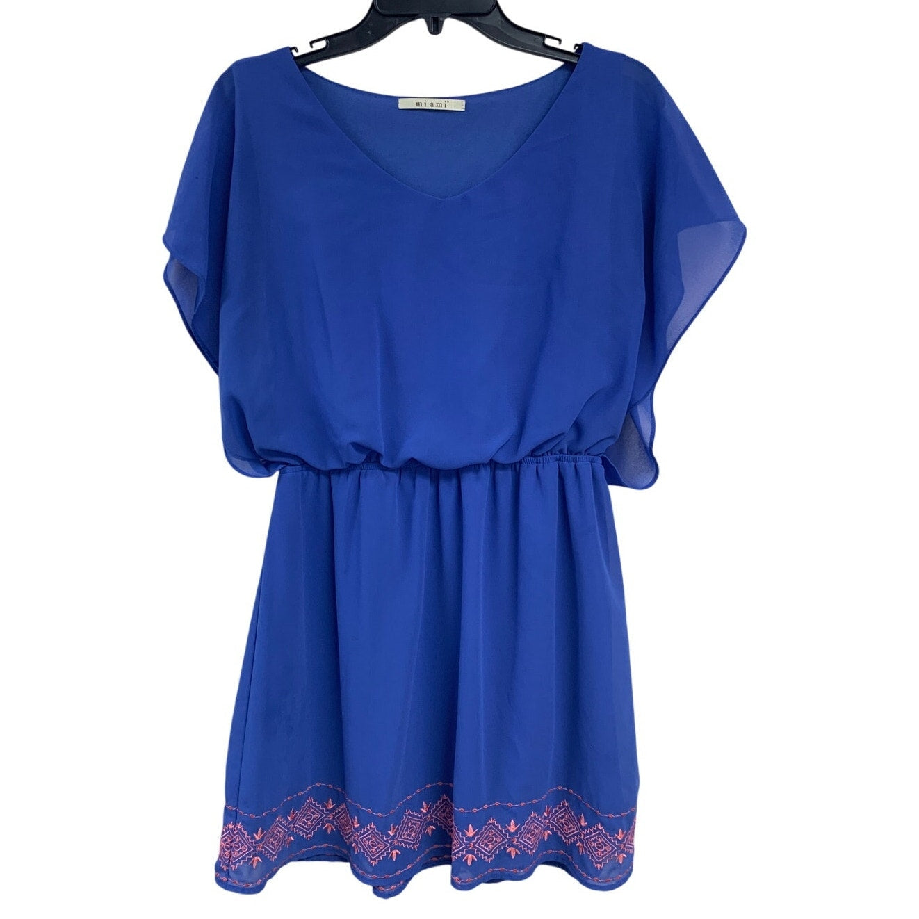Mi Ami Womens Medium 100% Polyester Embroidered Pattern Lined Blouson Dress